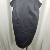 Bastyan Fitted Peplum Dress Slate Gray Womens 8 Cap Sleeve Avant Garde Cotton