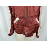 Anthropologie Capulet Souriez Brown Satin Bomber Jacket Womens L Boyfriend Look