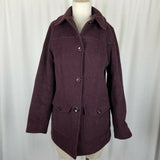 LL Bean Wool Mottled Peacoat Equestrian Riding Bard Barn Coat Womens XSP Maroon