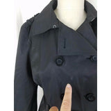 Kenneth Cole Reaction Black Double Breasted Belted Cape Top Trench Coat Womens L