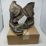 LL Bean Waxed Coated Canvas Tall Boots Womens 9M Waterproof Rubber Duck USA New