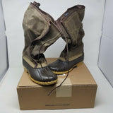 LL Bean Waxed Coated Canvas Tall Boots Womens 9M Waterproof Rubber Duck USA New