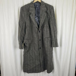 Vintage Black & White Herringbone Tweed Wool Peacoat Mens L Over Top Coat