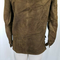 Vintage Brown Brushed Leather Jacket Blazer Insulated Fur Lined Womens 8 Suede