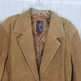 G-III Suede Brushed Leather Blazer Jacket Womens XL Unisex Mens Tan  Earth Camel