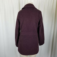 LL Bean Wool Mottled Peacoat Equestrian Riding Bard Barn Coat Womens XSP Maroon