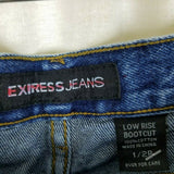 Express Low Rise Boot Cut Jeans Shadow Whisker Acid Washed Sexy Womens 2 Denim