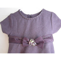 Bonnie Jean Herringbone Tweed Ruffles Tiered Sash Bow Midi Dress Purple Girls 5