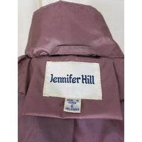 Jennifer Hill Shiny Wet Look Belted Tie Sash Long Trench Coat Womens 6 Rose Pink