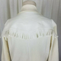 Grand Ole Opry Zip Front Ribbed Cardigan Sweater Faux Leather Fringe Womens 1X