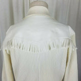 Grand Ole Opry Zip Front Ribbed Cardigan Sweater Faux Leather Fringe Womens 1X