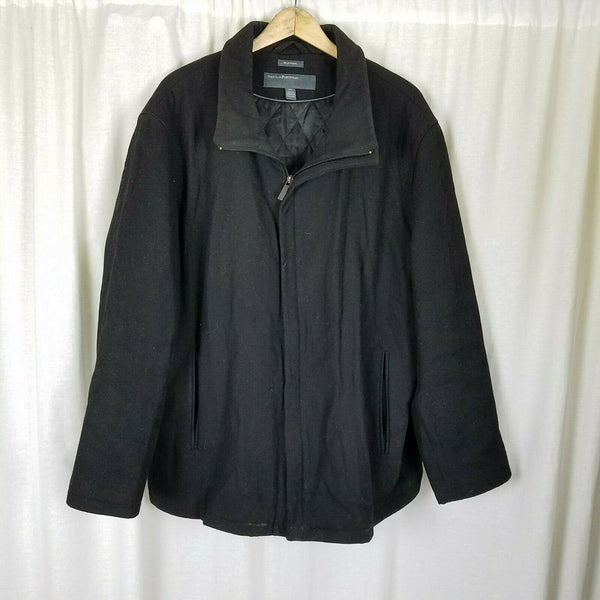 Perry Ellis Portfolio Wool Blend Quilted Peacoat Jacket Car Coat Mens XXL Black