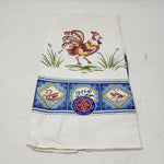 VINTAGE Stevens Rooster Rabbits Swan Flowers Woven 100% Linen Dish Tea Towel NOS