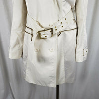 Blanc Noir Multi Zippered Pockets Belted Trench Coat Womens M L Cotton Stretch