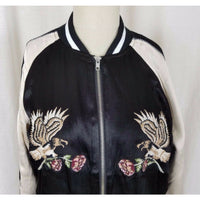 Pacsun Kendall & Kylie Embroidered Eagles Roses Satin Bomber Jacket Womens S