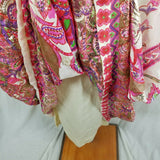 Vintage Mardi Gras New York Chiffon Metallic Maxi Floral Keyhole Dress Womens XS