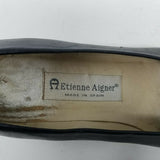 Etienne Aigner Ann Marie Black Leather Pumps Shoes Kitten Heels Low Womens 6.5M