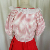 Square Dance Dress Jeri Bee Red Lace Ruffle Diamond Rockabilly Vintage Womens M
