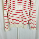 Vintage LL Bean Red Striped Cotton Knit Collared Polo Pullover Sweater Mens S M