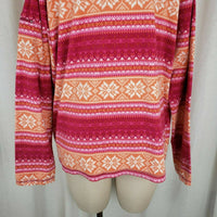 LL Bean Fleece 1/4 Zip Up Nordic Snowflake Lightweight Shirt Jacket Womens L XL