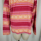 LL Bean Fleece 1/4 Zip Up Nordic Snowflake Lightweight Shirt Jacket Womens L XL