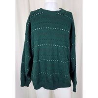 Vintage 80s Kittery Trading Post Maine Birdseye Ski Knit Sweater Mens XL Green