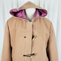LL Bean Toggle Closure Hooded Ribbed Wool Duffel Winter Peacoat Coat Womens XL
