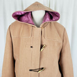 LL Bean Toggle Closure Hooded Ribbed Wool Duffel Winter Peacoat Coat Womens XL