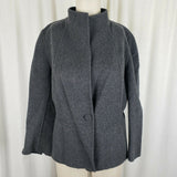 Talbots Wool Funnel Neck Single Button Blazer Jacket Womens 12 Charcoal Gray