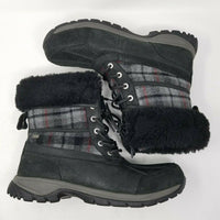 UGG Butte Tartan Plaid Wool Shearling Winter Snow Boots Mens 44 10.5 Black Red