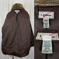 LL Bean Brown Faux Fur Collar Goose Down Quilted Puffer Jacket Parka Womens XL