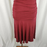 Mary Crafts Ruffled Ruched Gathered Fitted Jersey Knit Midi Dress Womens 0 Red