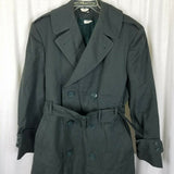 Military Issue Army Serge Green Wool Overcoat AG-44 Peacoat Trench Coat Mens 38S
