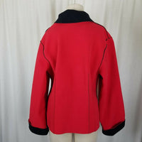Maralyce Ferree Boutique Fleece Zip Pleated Jacket Womens L Maine USA Red Black