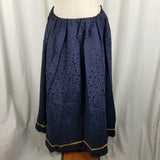 Handmade Vintage Long Maxi Jacquard Ribbon Trim Skirt Womens XL Blue Sheen Gold