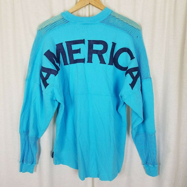 Spirit Jersey America Blue Mesh Long Sleeve T-Shirt Shirt Top Mens S Activewear