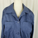 LL Bean Cotton Full Button Up Safari Field Jacket Blazer Womens L Blue Riding