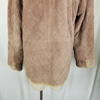 Bushwacker Quilted Pig Suede Leather Equestrian Riding Bard Barn Coat Womens L