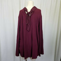 Lysse Plus Ainsley Crochet Trim Choker Top Shirt Tunic Blouse Womens 3X Currant
