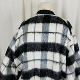 Forever 21 Contemporary Buffalo Plaid Mohair Wool Bomber Jacket Womens M Black
