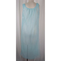 Vintage Mid Century Mod Sheer Lace Long Sleeveless Gown Atomic Blue Union USA