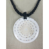 Polished Stone Circle Medallion Pendant Chunky Beaded Necklace Statement Piece