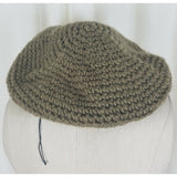 Vintage Knit Crochet Beret Flat Flexible Stretch Circle Rope Look Hat Tan Olive