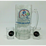 New England Patriots Pewter Framed Emblem Logo Square 2 Shot Glasses & 64 oz Mug