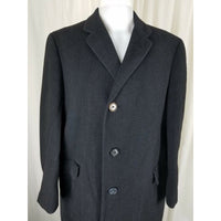 Vintage Hickey Freeman Pinstripe Long Winter Wool Cashmere Coat Peacoat Mens 40