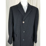 Vintage Hickey Freeman Pinstripe Long Winter Wool Cashmere Coat Peacoat Mens 40