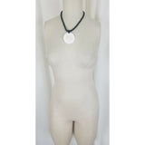 Polished Stone Circle Medallion Pendant Chunky Beaded Necklace Statement Piece