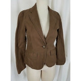 Gap Single Button Linen Brown Blazer Short Jacket Womens 2 Riding Equestrian