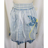 Vintage Gingham Girl Plaid Reversible APRON Mid Century Textile Cotton Ric Rac