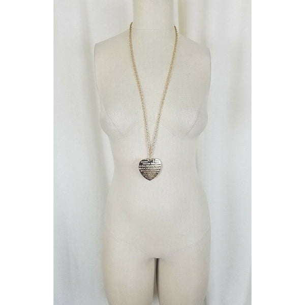 Gold I Love You Heart Pendant Multiple Languages Rope Chain Medallion NECKLACE